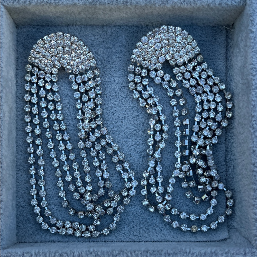 Elegant Silver Crystal Dangle Earrings